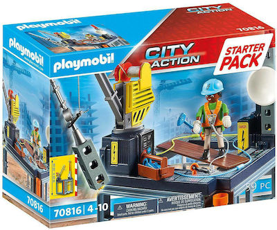 Playmobil City Action Εργοτάξιο με Ανυψωτικό Γερανό για 4-10 ετών 70816